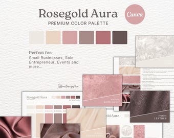 Paleta de colores oro rosa Identidad de marca femenina Malva Champán Rubor Marfil Imagen de marca para bodas