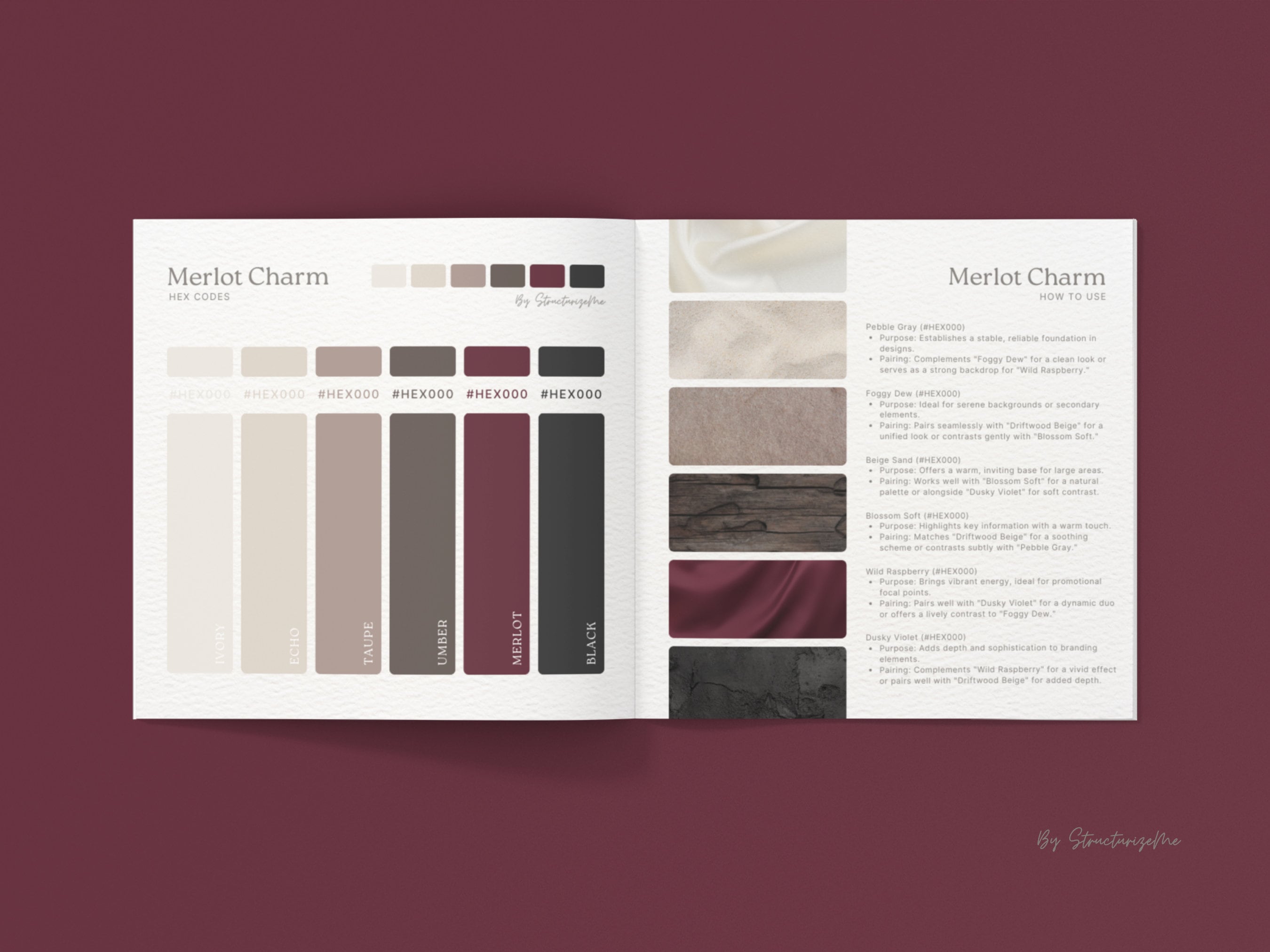 Burgundy Red Color Palette Kit, Elegant Brand Colors, Beige Color ...