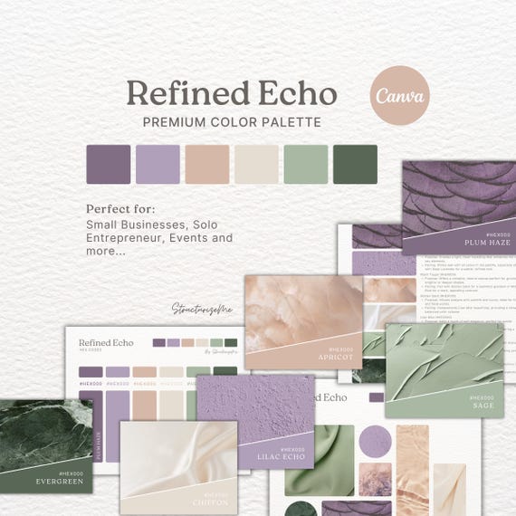 Purple Sage Color Palette Feminine Brand Identity Lilac Apricot Spring Wedding Evergreen Cream