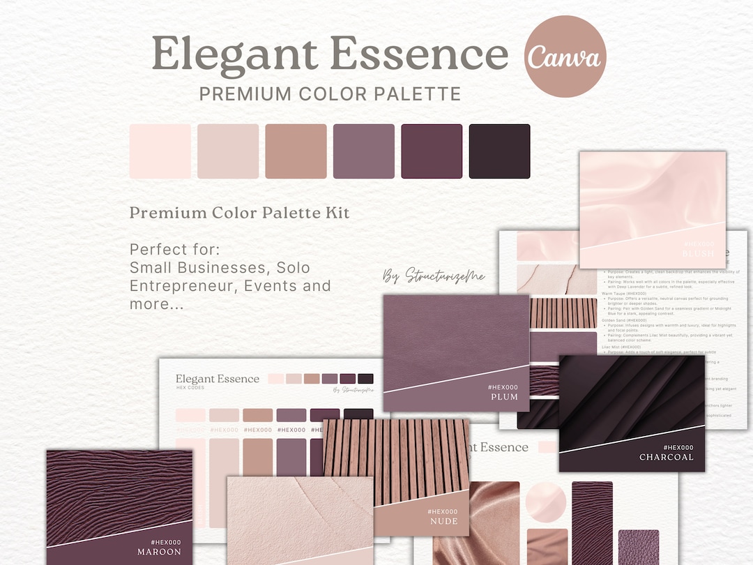 Elegant Brand Color Palette: Beige, Pink, Purple (canva PDF) - Etsy
