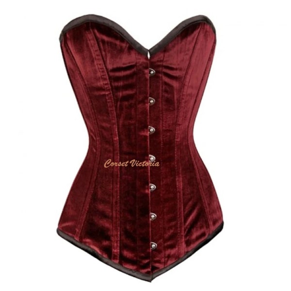 Dark Red Velvet Sweetheart Overbust Corset