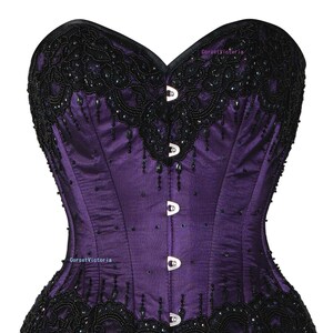 Daisy Corsets Top Drawer Black Satin & Blue Sequin Steel Boned