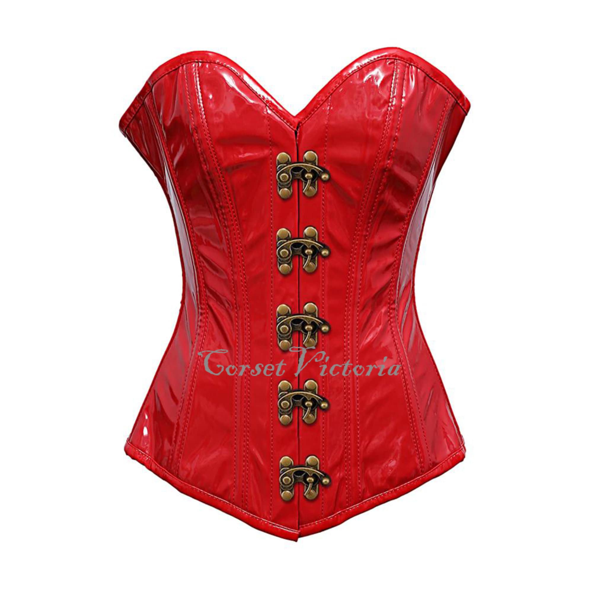 Red PVC Leather Longline Overbust Corset Halloween Costume Etsy