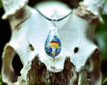 Glass Mushroom Pendant Necklace