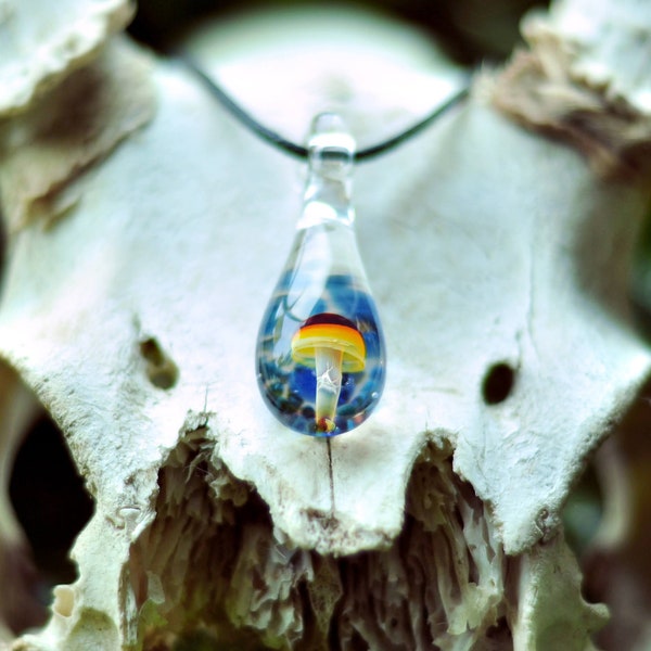 Glass Mushroom Pendant Necklace