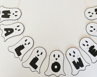 Handmade Ghost Halloween Banner, Spooky Party Decor