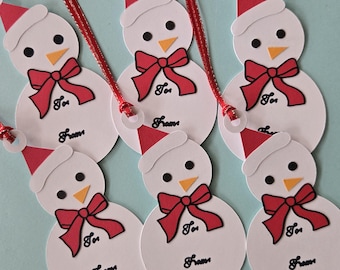 Christmas Gift Tags: Handmade Snowman Gift Tag Set of 6