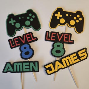 Personalized Gaming Cupcake Toppers: Gamer Birthday Party Decor