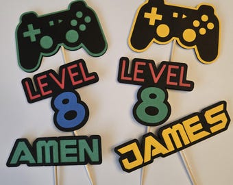 Personalized Gaming Cupcake Toppers: Gamer Birthday Party Decor