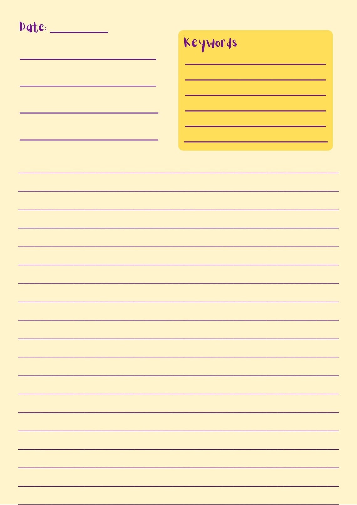 Printable school notes templates | Etsy