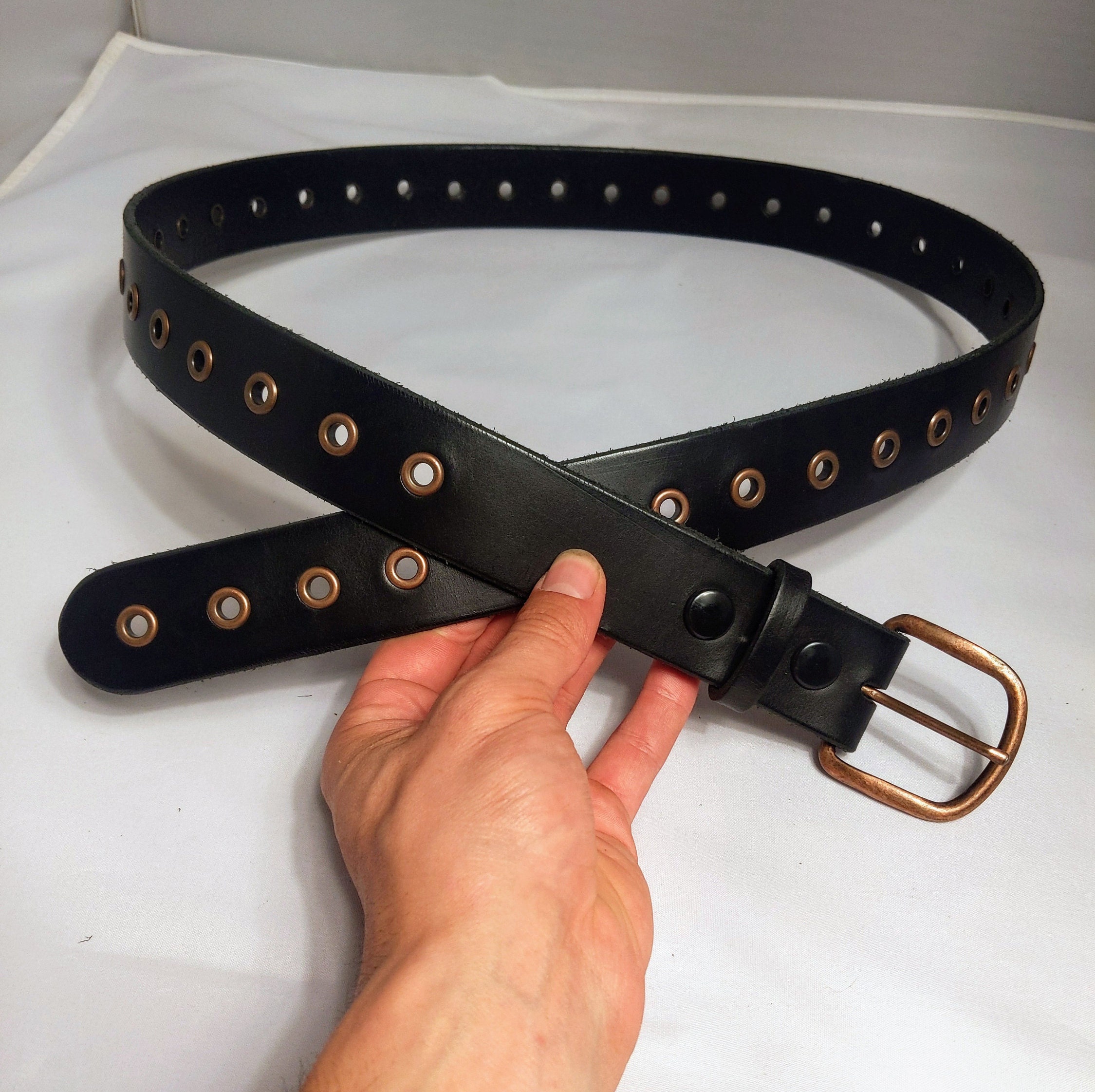 1.5 Inch Handcrafted Black Full Grain Leather Belt With