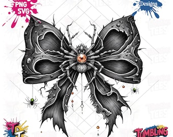 Spooky Halloween Bow Clipart | Skull, Ghost, Bat Designs (PNG SVG)