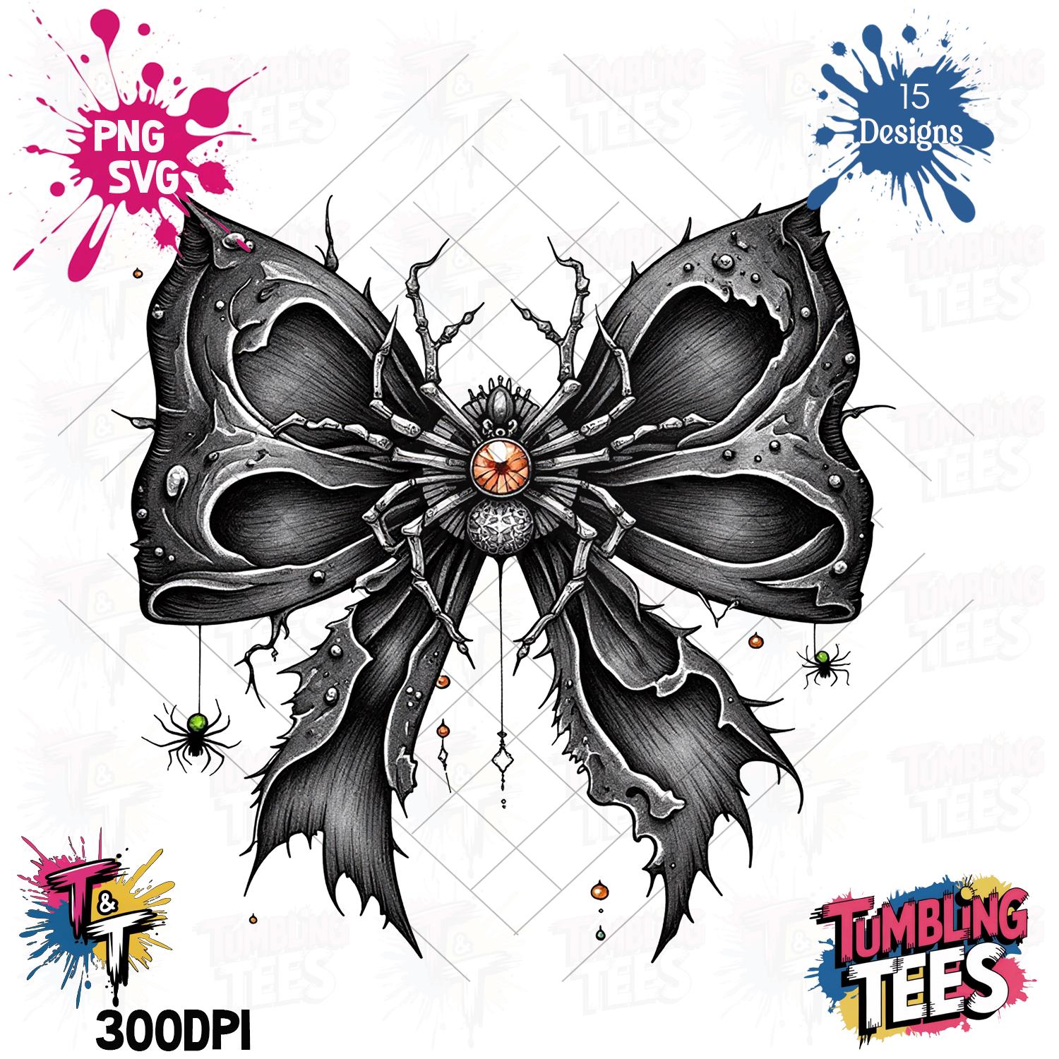 Spooky Halloween Bow Clipart | 15 PNG SVG Designs (digital Download) - Etsy