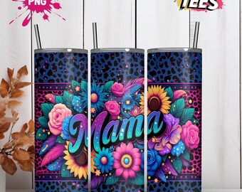 Vibrant Mama Tumbler Wrap | 20oz Skinny Tumbler Sublimation Design | Digital Download