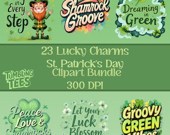 St. Patrick's Day Clipart Bundle: Shamrock, Leprechaun PNG Sublimation