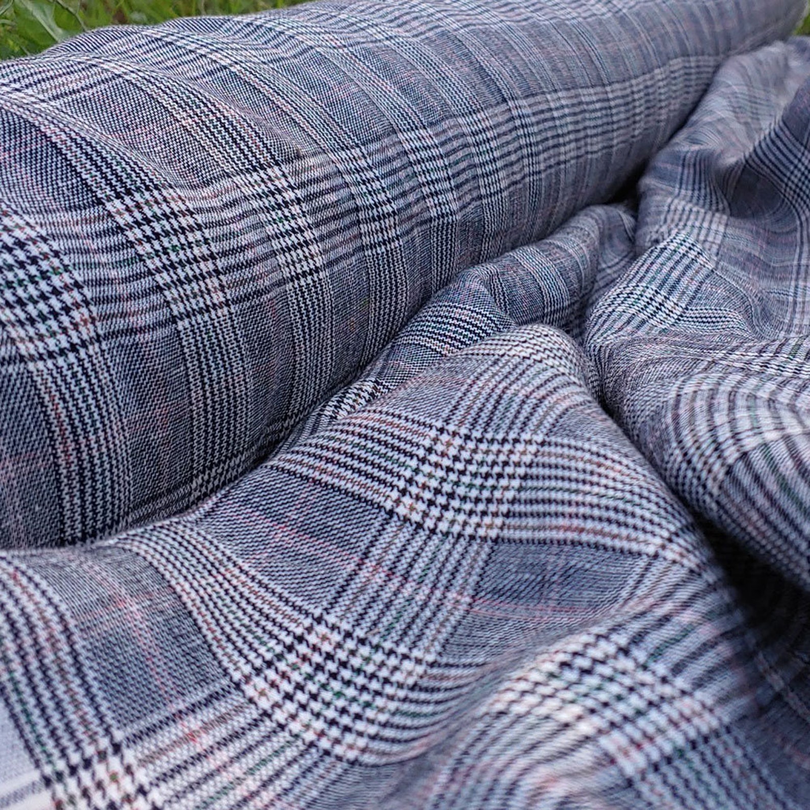 Linen Viscose Glen Plaid Check Fabric by Yard 6658 | Etsy