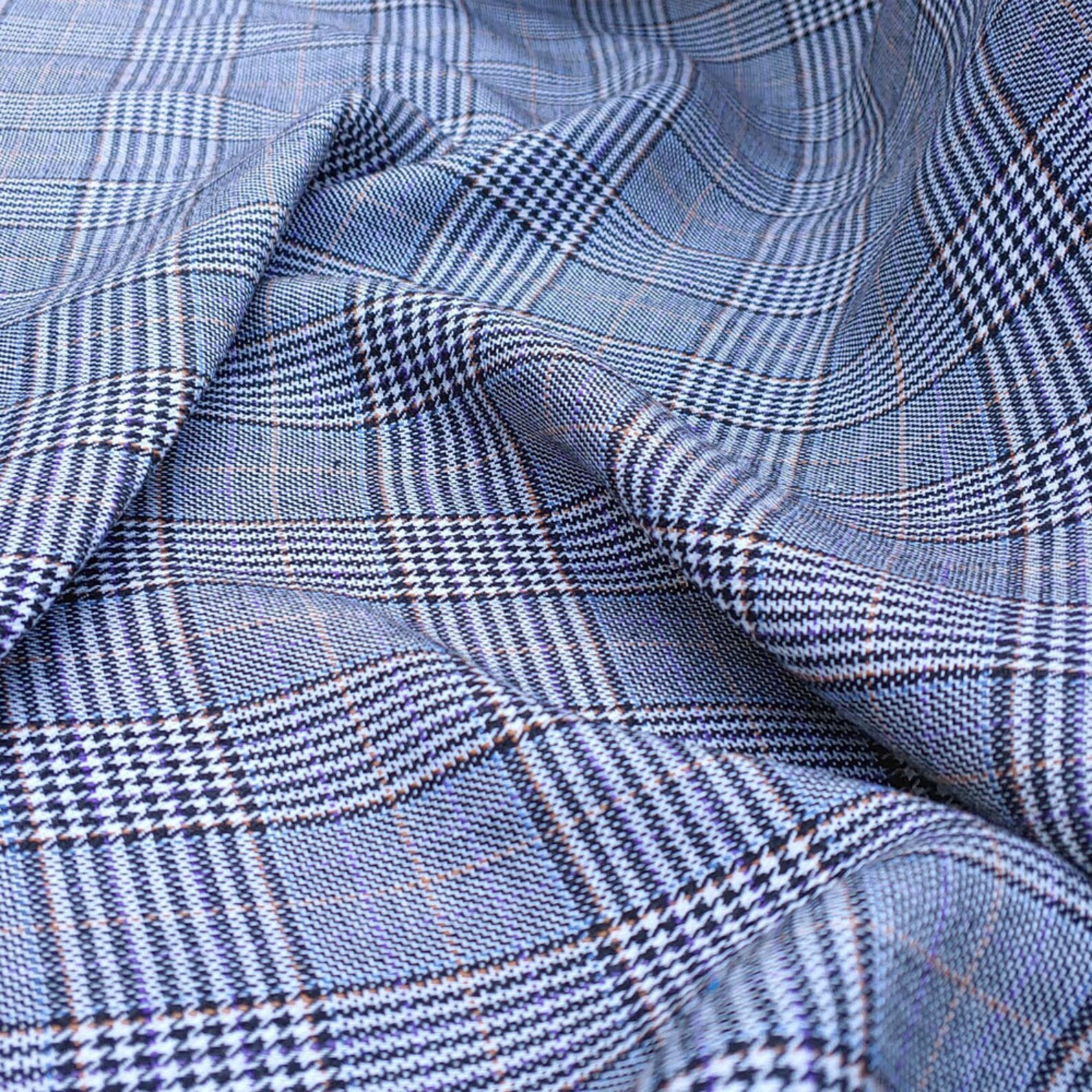 Linen viscose twill glen check fabric by half yard 6612 Etsy