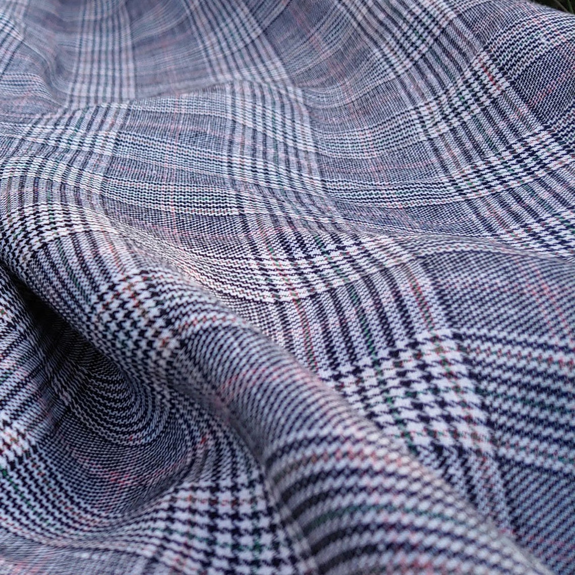Linen Viscose Glen Plaid Check Fabric by Yard 6658 Etsy UK
