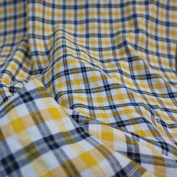 Yellow Plaid Fabric - Etsy