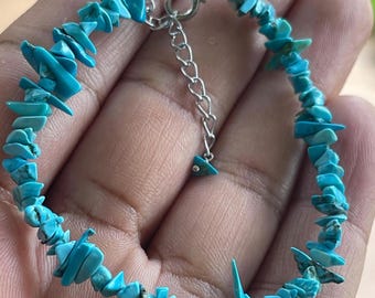 Torquoise Tumbled Chip Bracelet - Adjustable