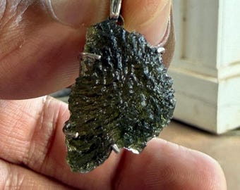 Nesmen Hurka Moldavite Tektite Sterling Silver Pendant - 3.88 g - Rare