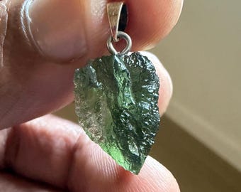 Moldavite Tektite Sterling Silver Pendant 2.6 g