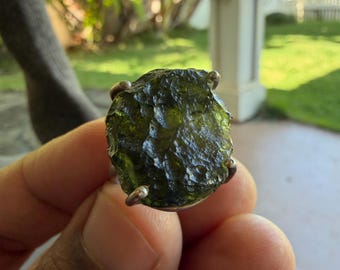 Ring Sz 7 Moldavite Tektite - 6.5 g