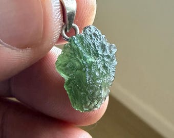 Moldavite Tektite Sterling Silver Pendant 2.3 g