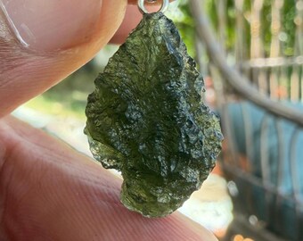 Chlum Moldavite Tektite Sterling Silver Pendant - 2.75 g