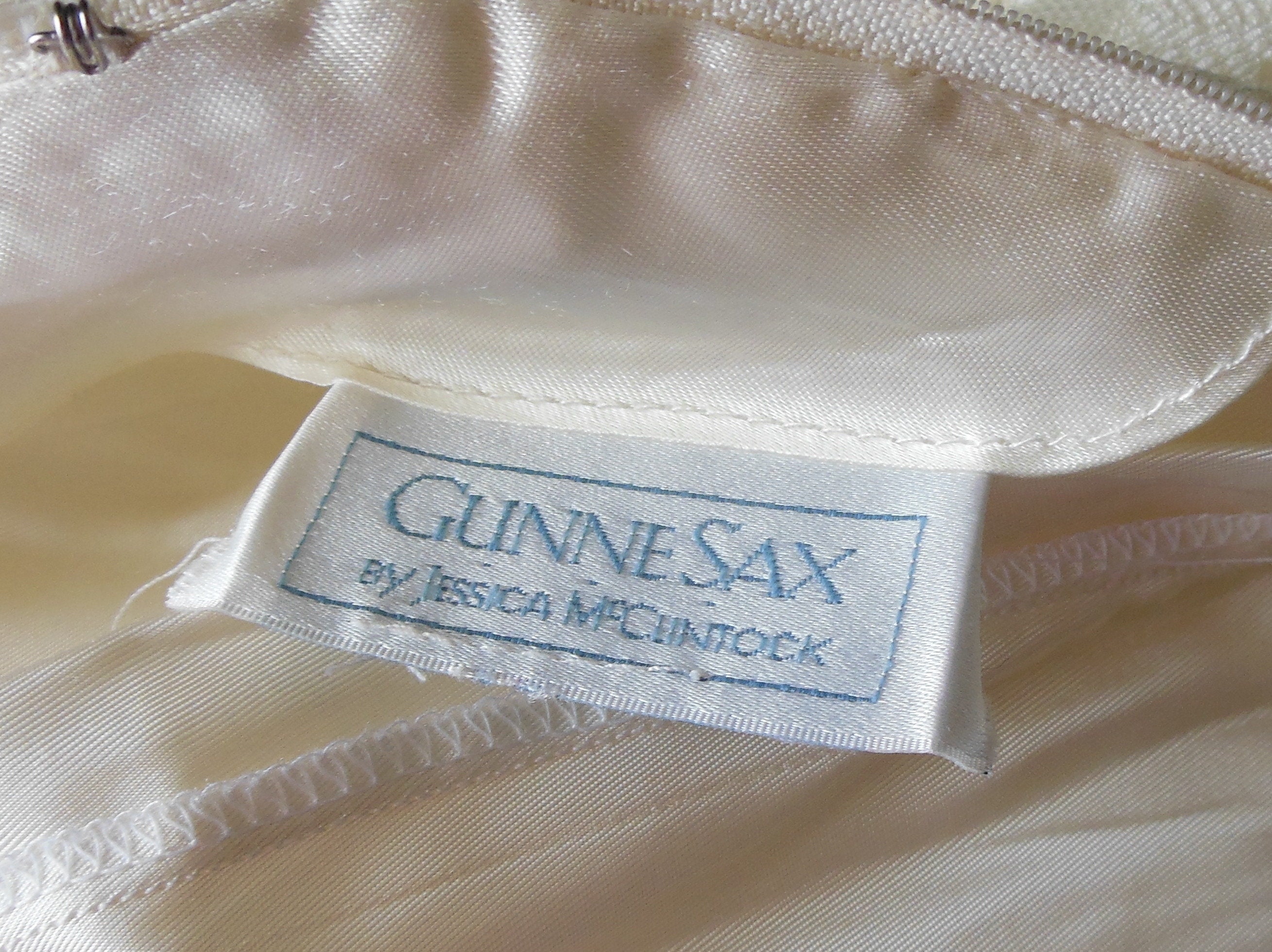 GUNNE SAX BY Jessica Mcclintock Vintage Dress Ivory Lace Puff 3/4 ...