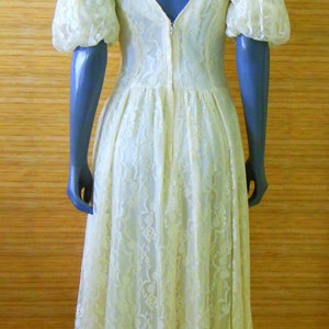 GUNNE SAX BY Jessica Mcclintock Vintage Dress Ivory Lace Puff 3/4 ...