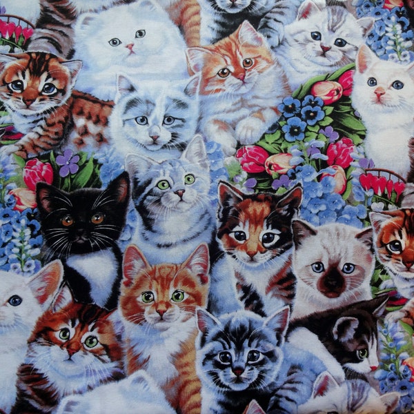 Packed Kitten Cats Collage Jenny Newland David Textiles BTY 1yd x 44" Fabric Cotton Quilt Craft