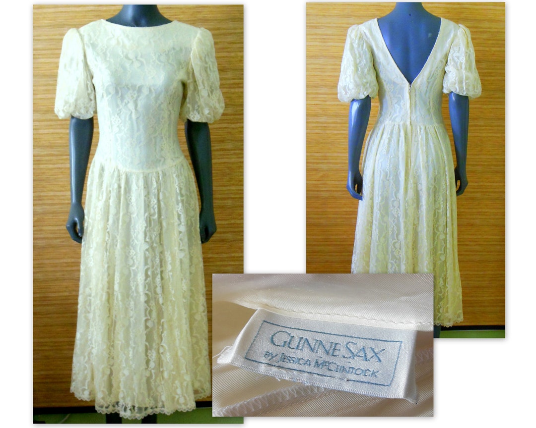GUNNE SAX BY Jessica Mcclintock Vintage Dress Ivory Lace Puff - Etsy