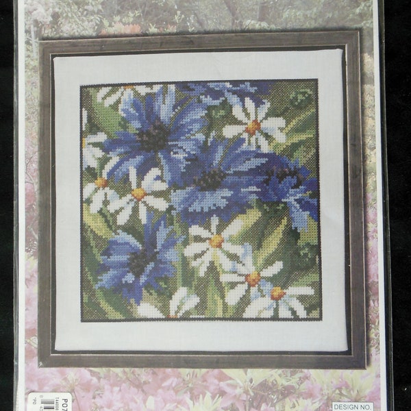 Permin Blue Flowers Cross Stitch Kit Scandinavian 12" x 12" No. 70-5363 705363