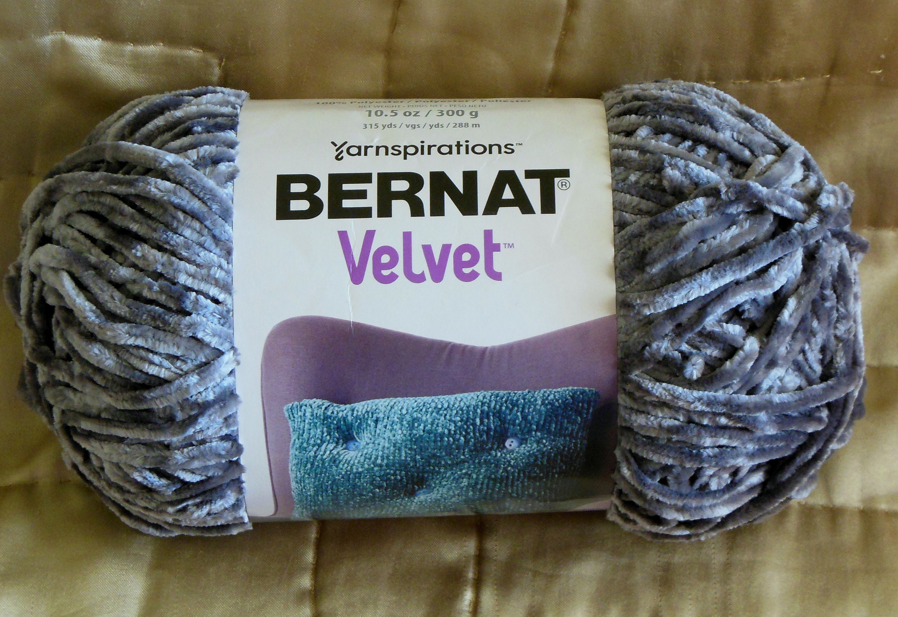 Bernat Velvet Yarn Skein Vapor Gray Chenille 300g 10.5oz Etsy