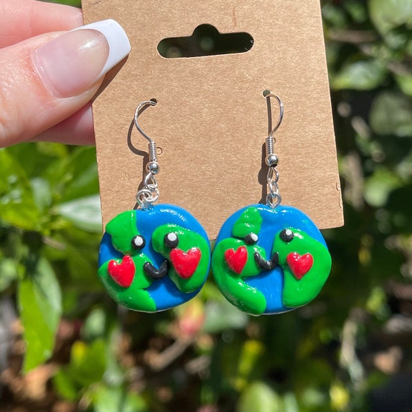 Earth Day Earrings | Save The Planet Earrings | Around the World Earrings | Polymer Clay Earrings | Funky Earrings | Earth Earrings