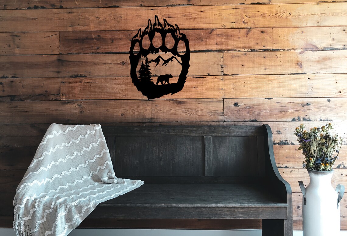 Bear Paw Metal Art Metal Wall Art Wall Art Wall Decor Etsy