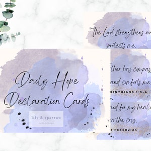 Tägliche Hoffnung Erklärung Karten Digitaler Download-Christliche Ermutigungskarten-Florale Affirmationen-Druckbare Affirmationskarten-Anti-Angst