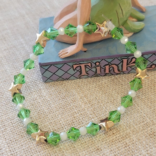 Bracelet Second Star- Tinker Bell Inspiré Bracelet-Semi-Precious Bead Bracelet-Peter Pan Bracelet-Tinkerbell Bracelet-Stretchy Bracelet