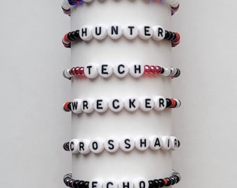 Bad Batch ID Bracelet-Clone Force 99 ID Bracelet-Hunter-Omega-Tech-Wrecker-Crosshair-Echo-Star Wars Inspired Bracelet-Stretchy Bracelet