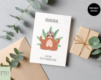 Printable card slow down sloth | boho style | watercolor look | printable | instant download | mindfulness | Congratulations | reminder card