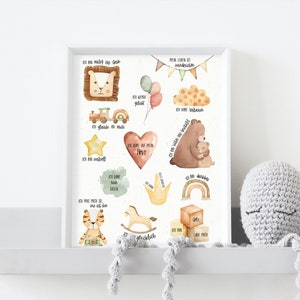 Cartel de afirmación A2 A3 A4 A5 | Póster habitación infantil afirmaciones para niños | creencias positivas | Regalo boho niños | Amor propio
