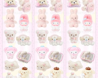 Plushie Land Sticker Sheet - Cute Korean Stationery, Kpop Desk Deco, Toploader Kpop Photocard, Penpal Journaling, Aesthetic Deco Stickers