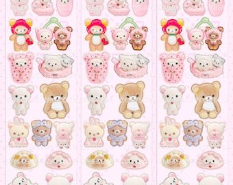 Japanese Bear Sticker Sheet – Glossy Korean Stationery, Polco Deco