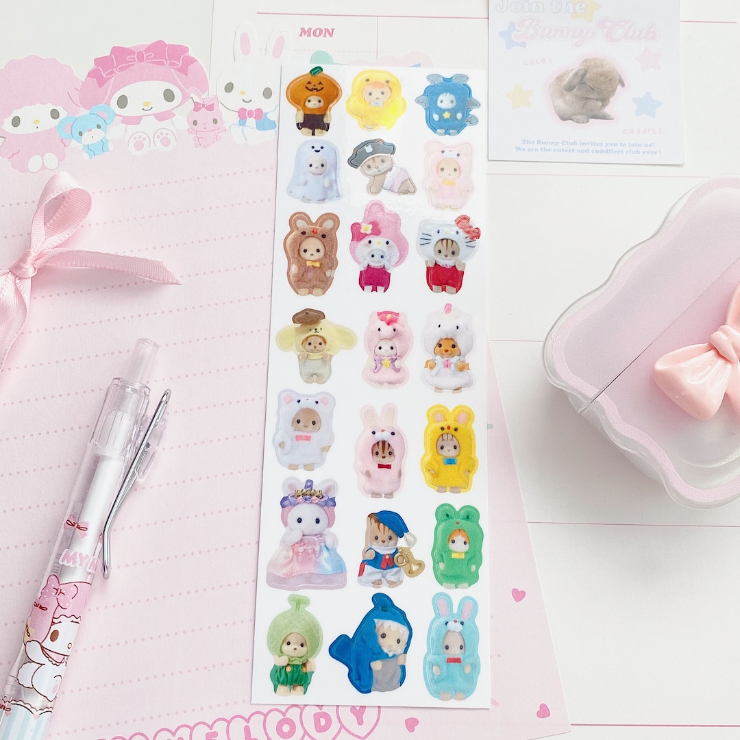 코지러브클럽 Cute Halloween Critter Cute Sticker Sheet, Korean Stationery