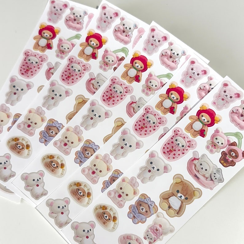 Cute Japanese Bear PNG Sticker Sheet Cute Korean Stickers - Etsy