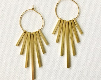 Art Deco earrings. Art Deco style. Gold statement earrings. Gold bar earrings. Bridal earrings. Geometric earrings. Dangle drop earrings