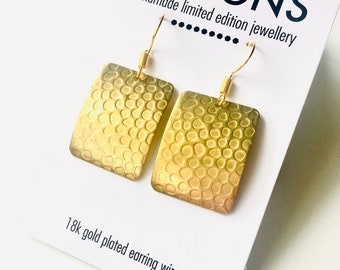 Gold rectangle dangly minimal earrings