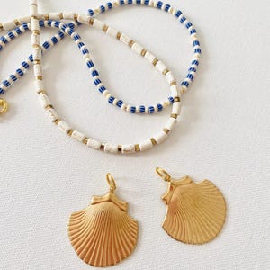 Vintage Messing Muschel Anhänger: Perlen Küsten Schmuck