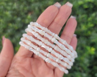 Bone-shaped Pearl Bracelet | Wisdom, Nurturing, Emotional Balance